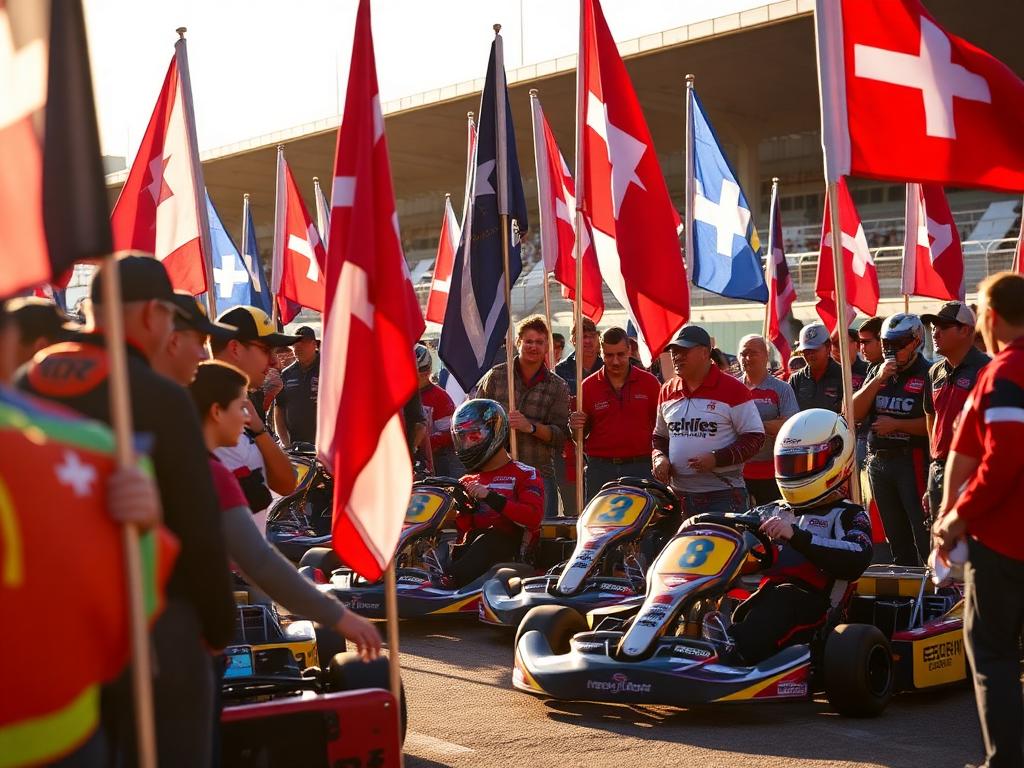 Club members and karters at a grassroots race meeting